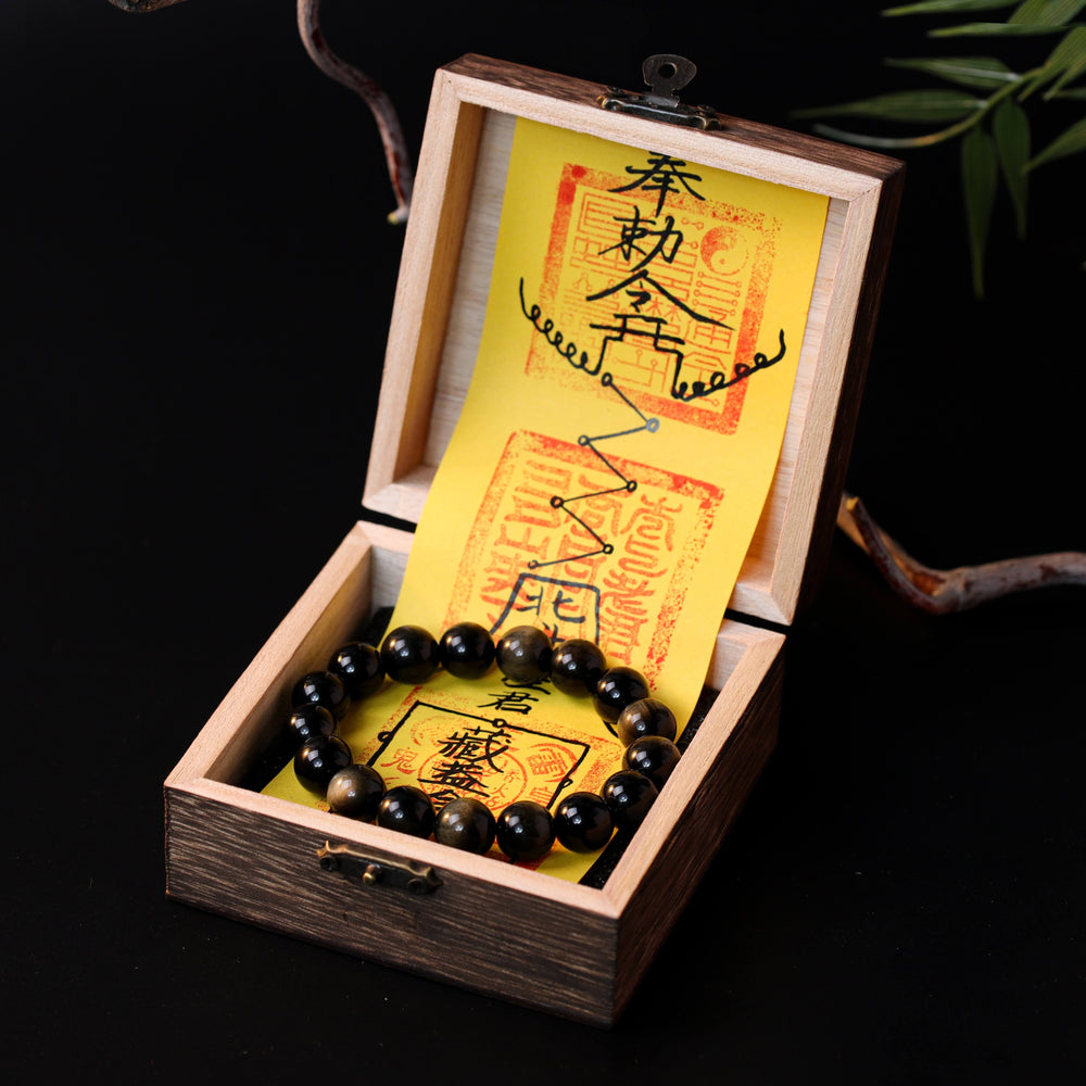 Natural Golden Sheen & Black Obsidian Bracelet | Strength & Confidence Shield