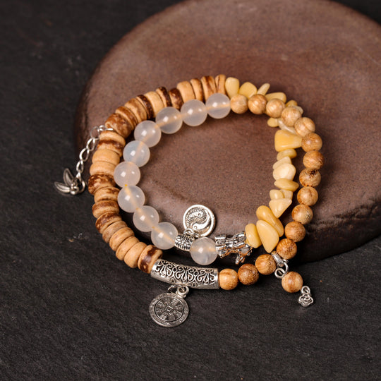 White Agate Pixiu Tai Chi Feng Shui Bracelet – Balance Energy &amp; Guard Focus