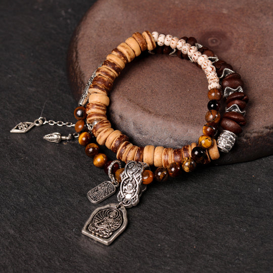 Premium Sandalwood & Multi-Gem Feng Shui Bracelet – Align Energy & Shield Focus