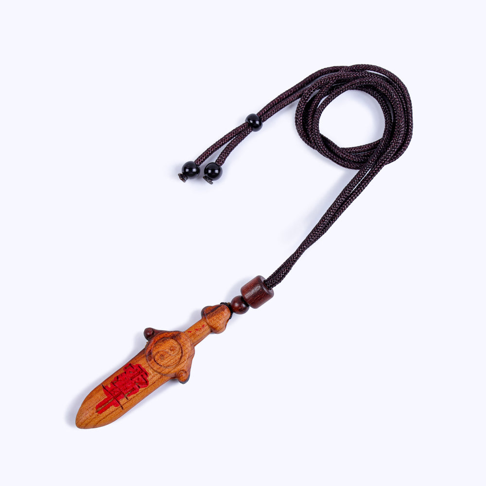Natural Peach Wood & Cinnabar | Anchor for Strategic Boundaries | Pendant