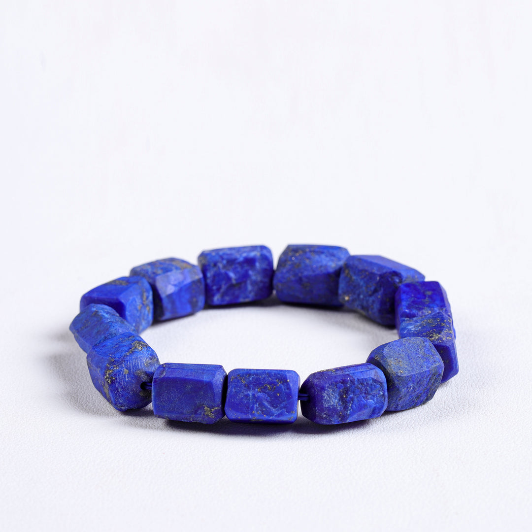 Sovereign Truth Array – Natural Faceted Lapis Lazuli Bracelet
