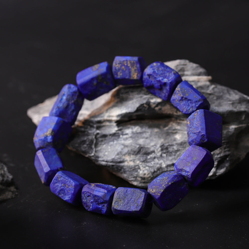 Sovereign Truth Array – Natural Faceted Lapis Lazuli Bracelet