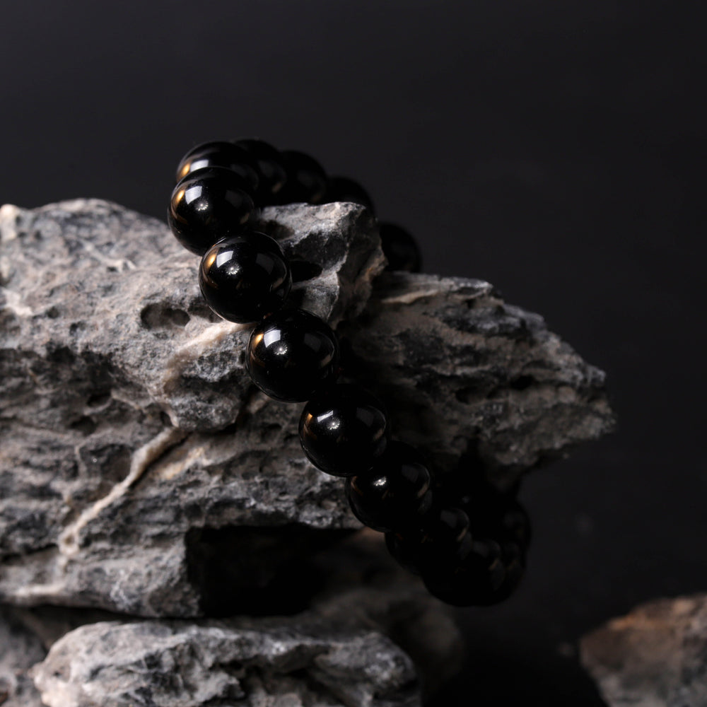 Natural Black Obsidian | The Sovereign Shield Anchor | Bracelet
