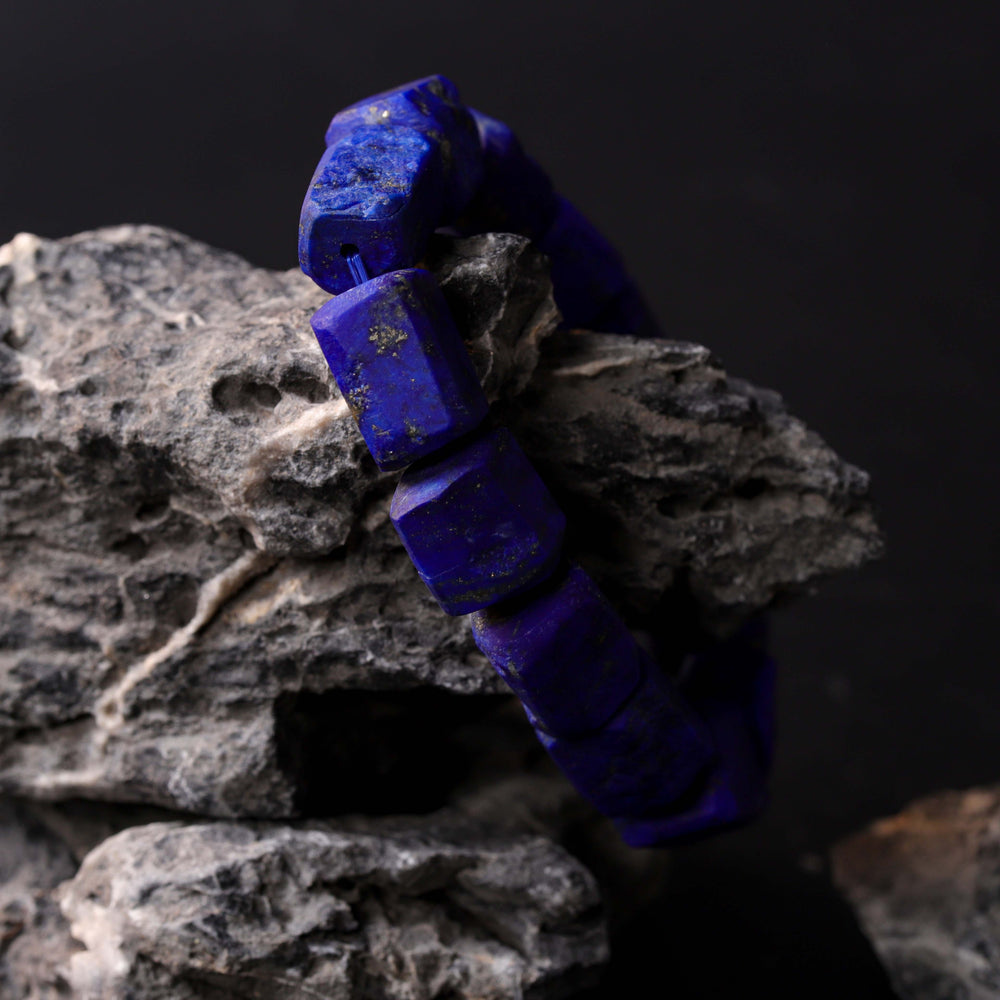 Sovereign Truth Array – Natural Faceted Lapis Lazuli Bracelet