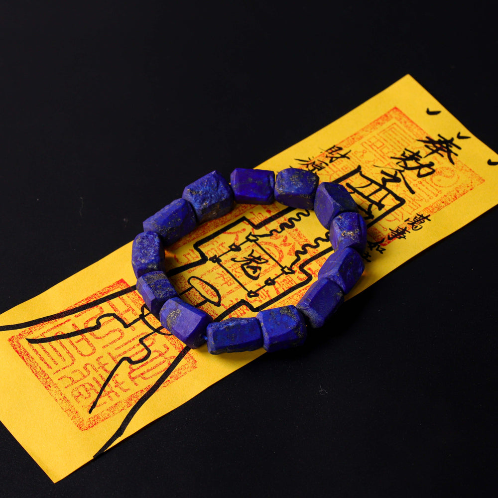 Sovereign Truth Array – Natural Faceted Lapis Lazuli Bracelet