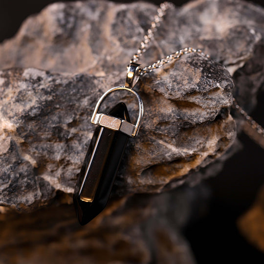 Natural Black Obsidian | The Sovereign Shield Anchor | Hexagonal Prism