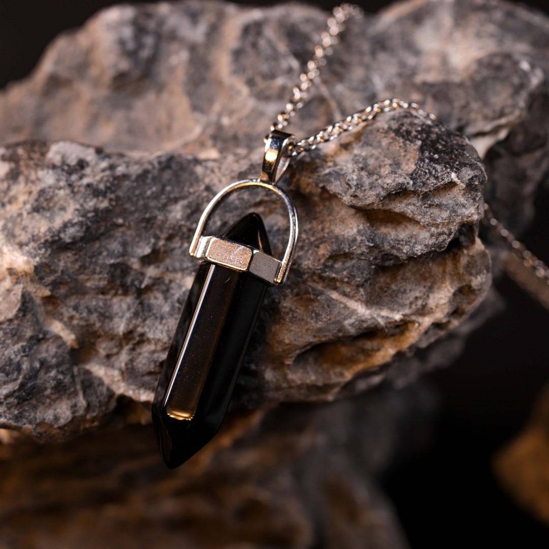 Natural Black Obsidian | The Sovereign Shield Anchor | Hexagonal Prism