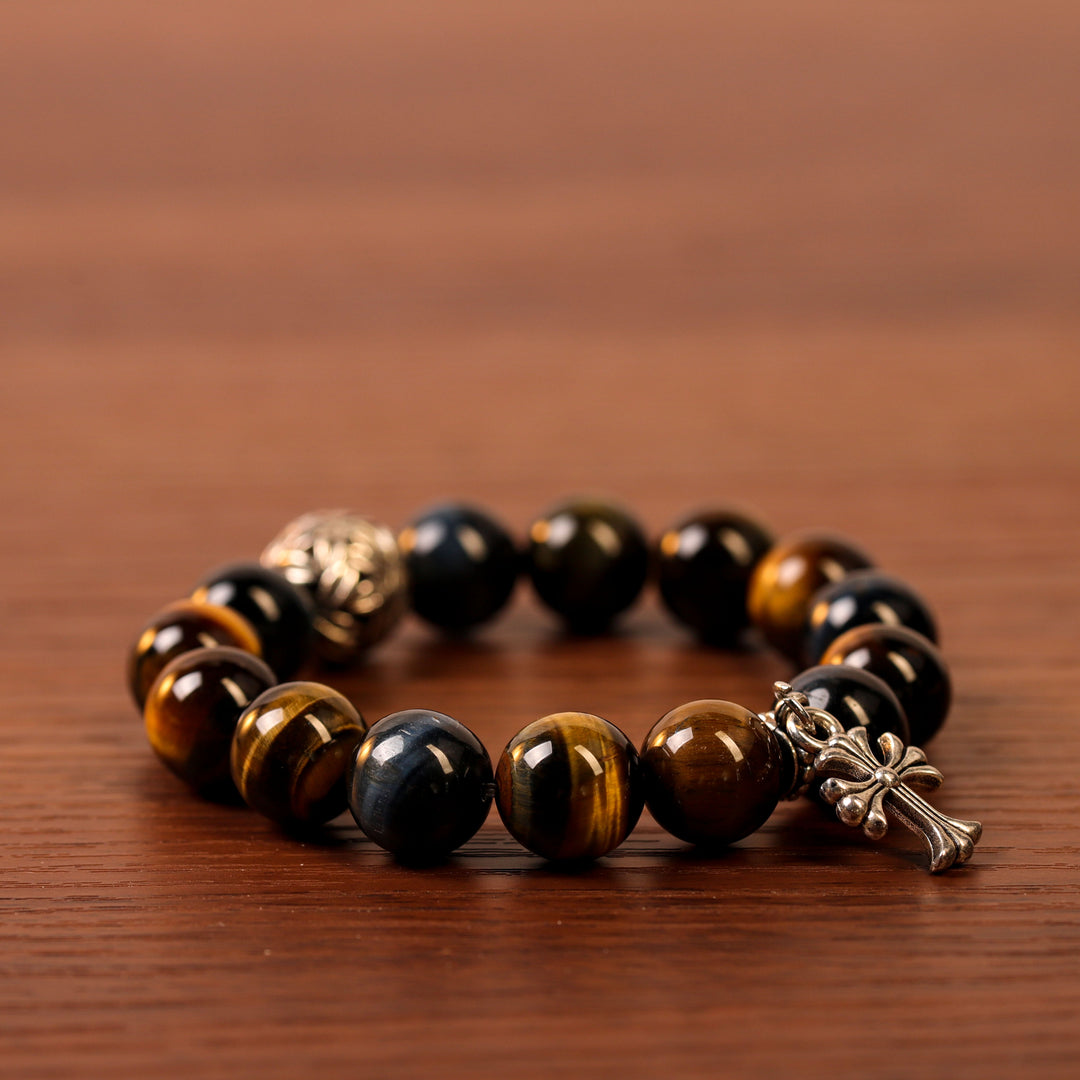 Natural Tricolor Tiger's Eye & Silver Obsidian | The Sovereign Drive Anchor | Bracelet