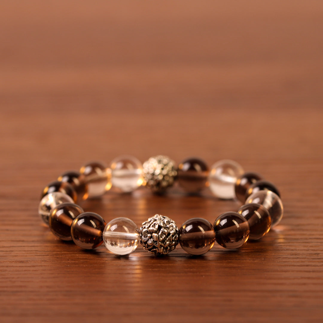 Natural Smoky & Clear Quartz | The Deep Focus Anchor: Grounded Execution | Bracelet