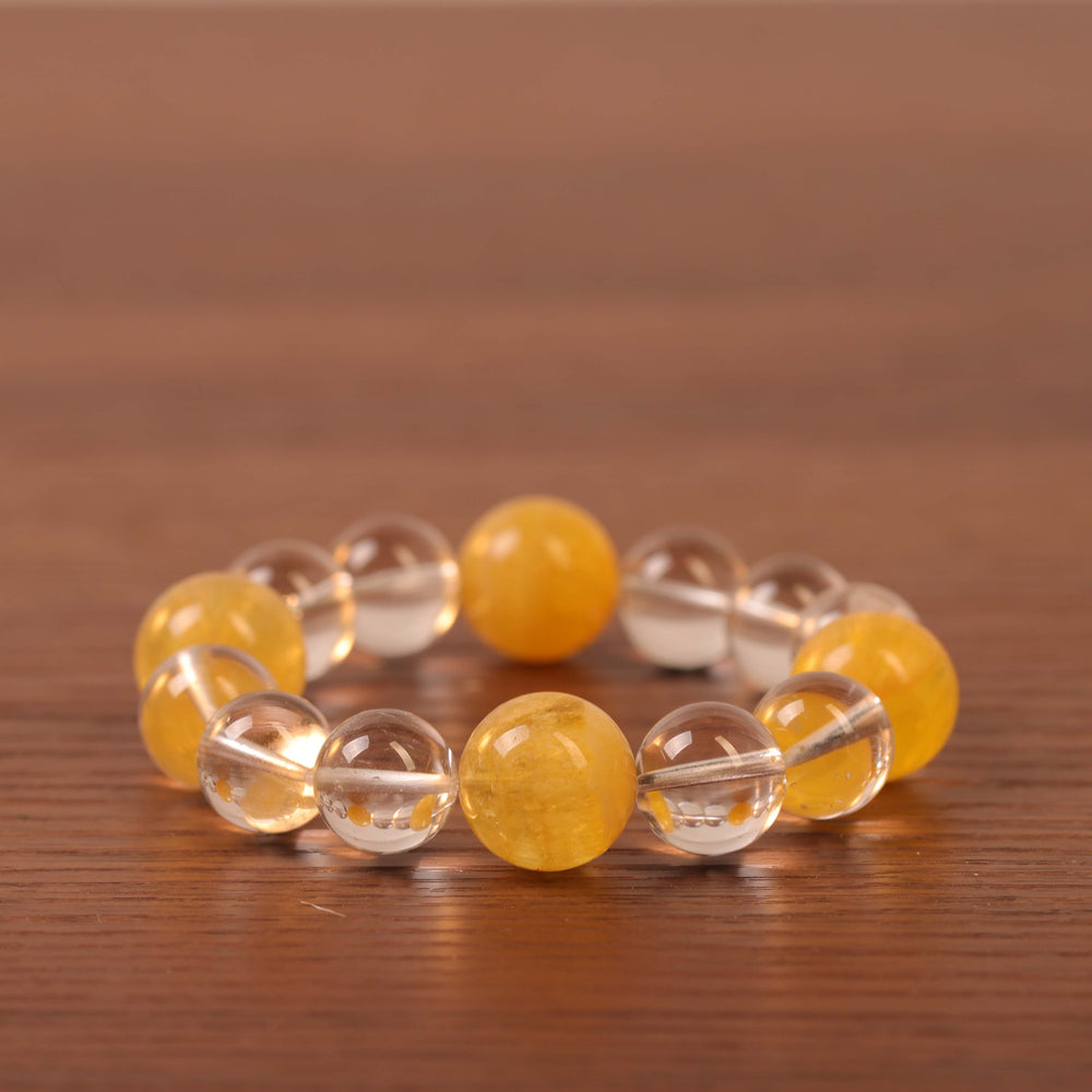Natural Yellow Fluorite & Clear Quartz | The Abundance Mindset Anchor | Bracelet