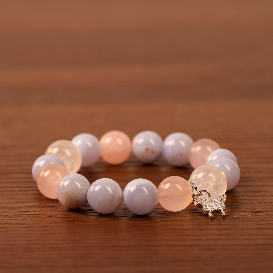Reset Array – Natural White Phantom & Blue Lace Agate Bracelet