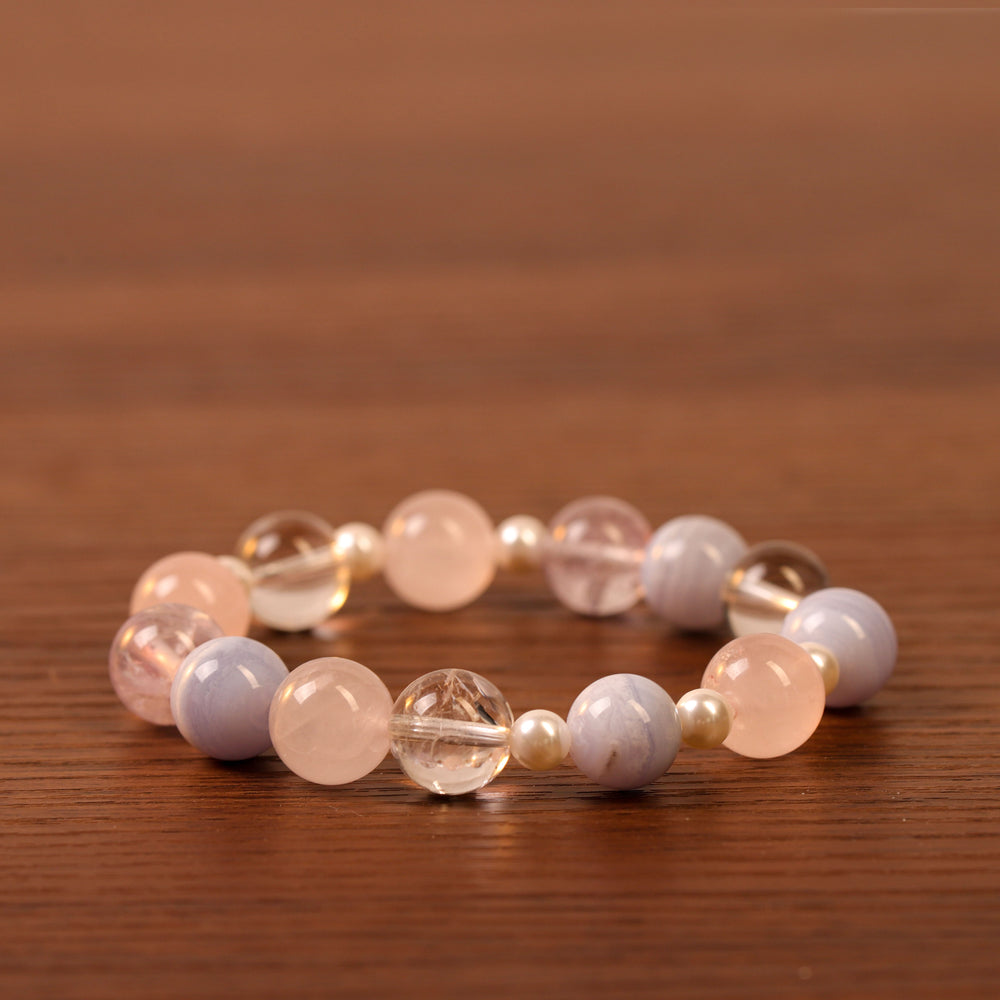 Natural Blue Agate & Rose Quartz | The Ethereal Awakening Anchor | Bracelet