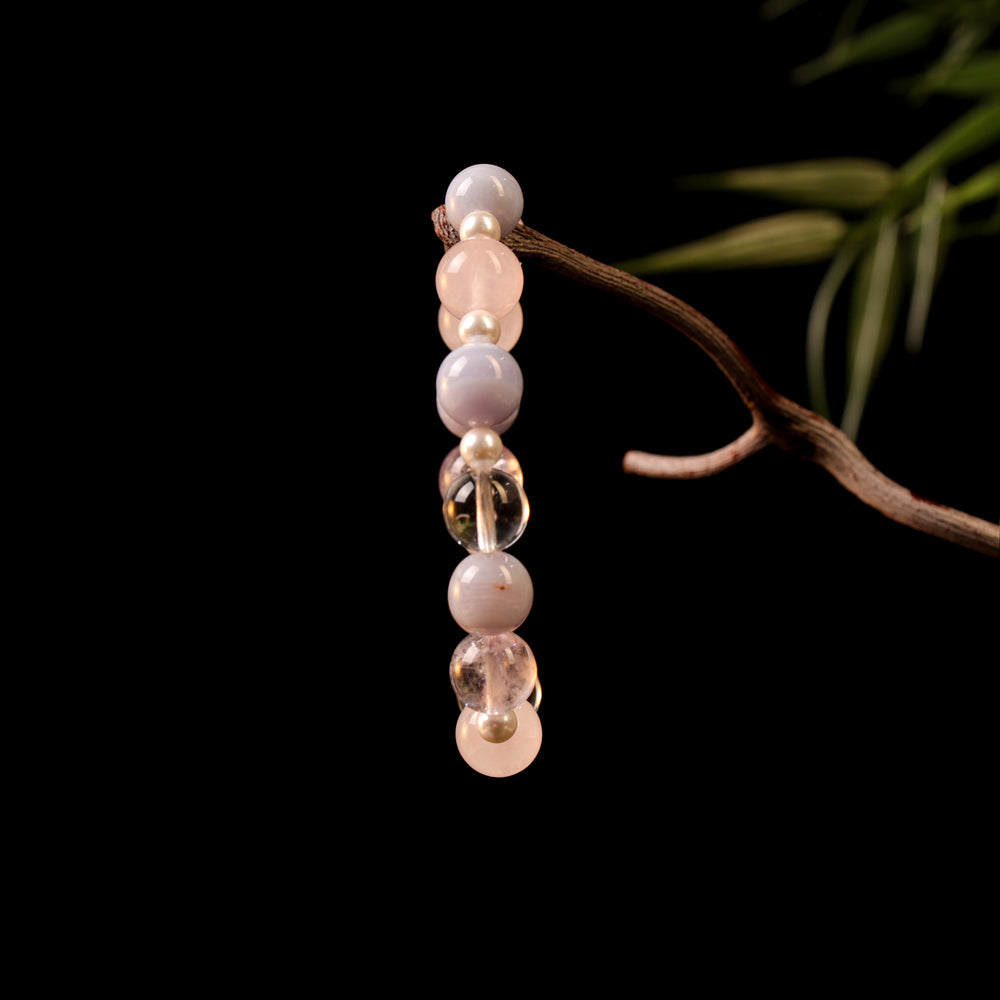 Natural Blue Agate & Rose Quartz | The Ethereal Awakening Anchor | Bracelet