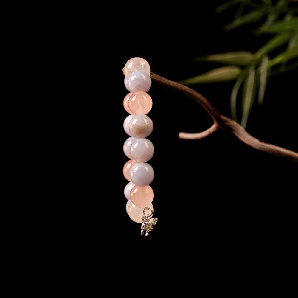 Reset Array – Natural White Phantom & Blue Lace Agate Bracelet