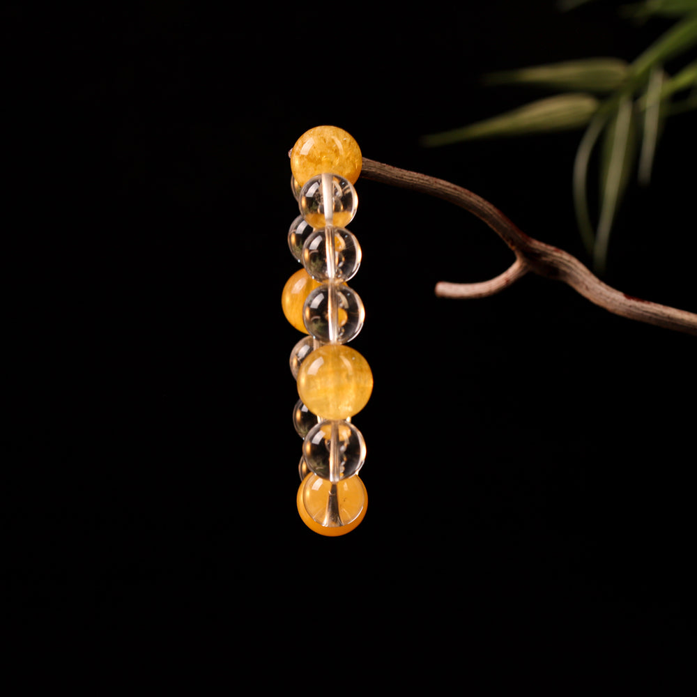 Natural Yellow Fluorite & Clear Quartz | The Abundance Mindset Anchor | Bracelet