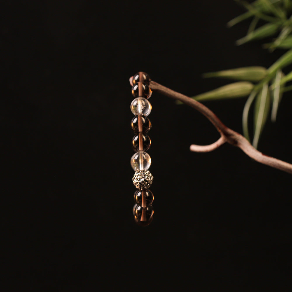 Natural Smoky & Clear Quartz | The Deep Focus Anchor: Grounded Execution | Bracelet
