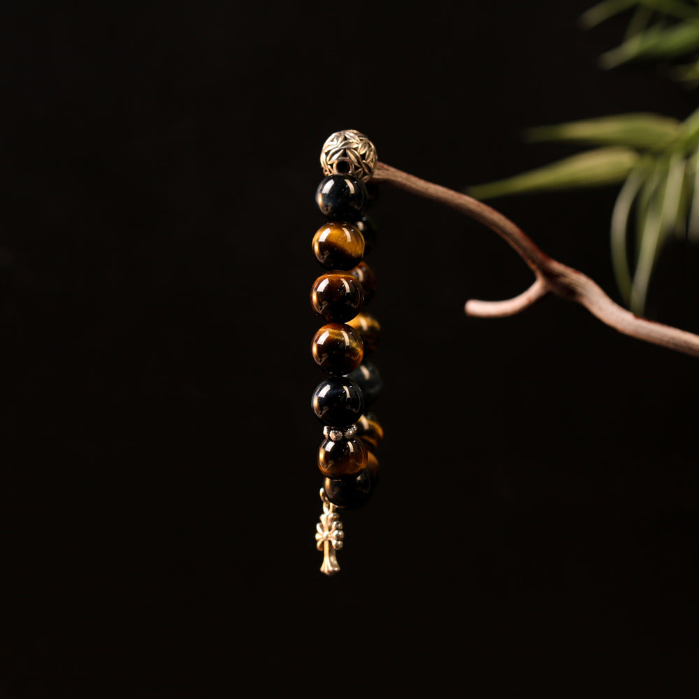 Natural Tricolor Tiger's Eye & Silver Obsidian | The Sovereign Drive Anchor | Bracelet