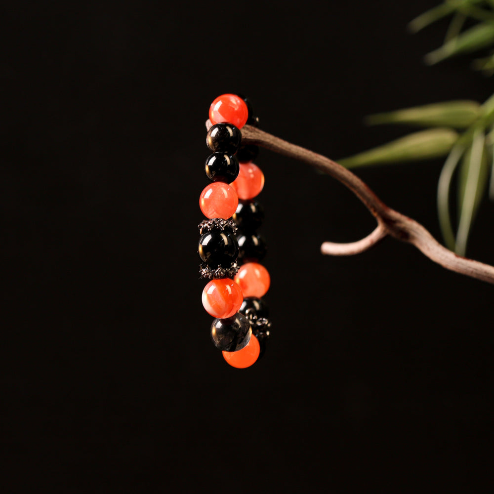 Natural Red Agate, Obsidian & Black Rutilated Quartz | The Executive Execution Anchor | Bracelet