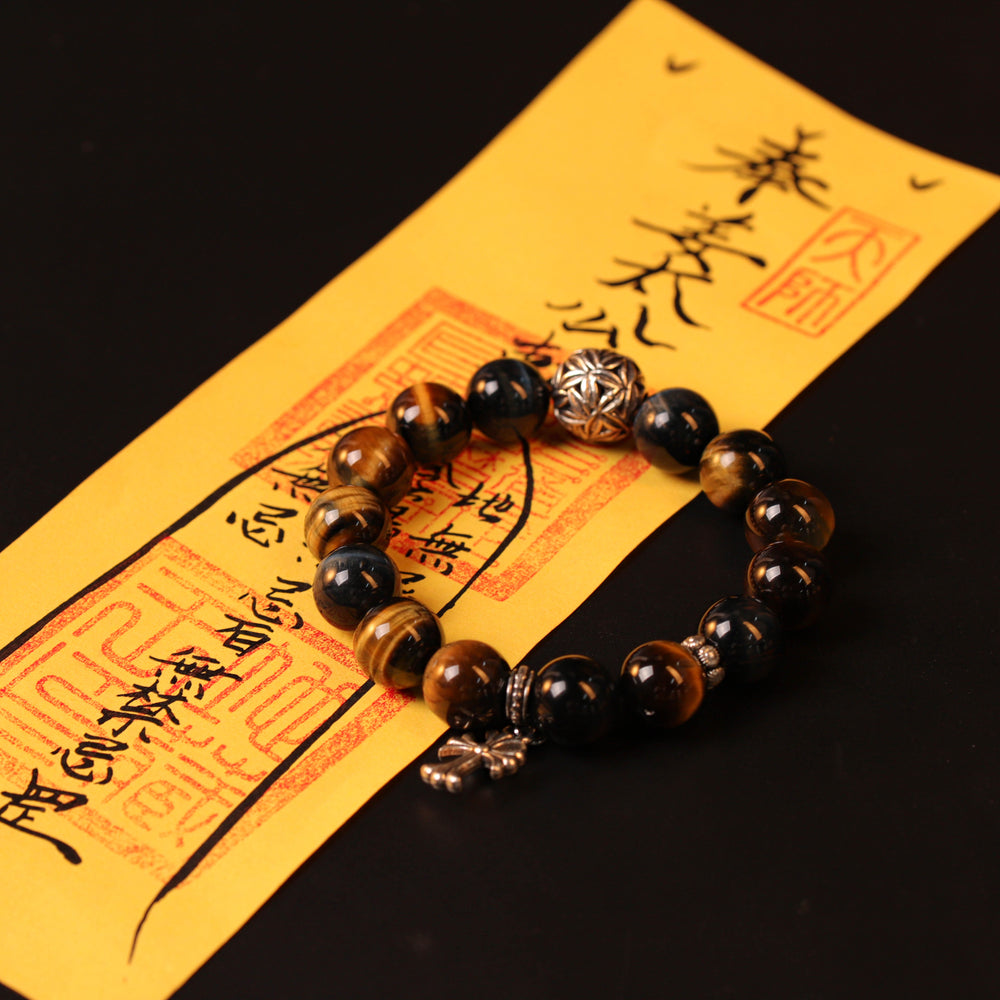 Natural Tricolor Tiger's Eye & Silver Obsidian | The Sovereign Drive Anchor | Bracelet