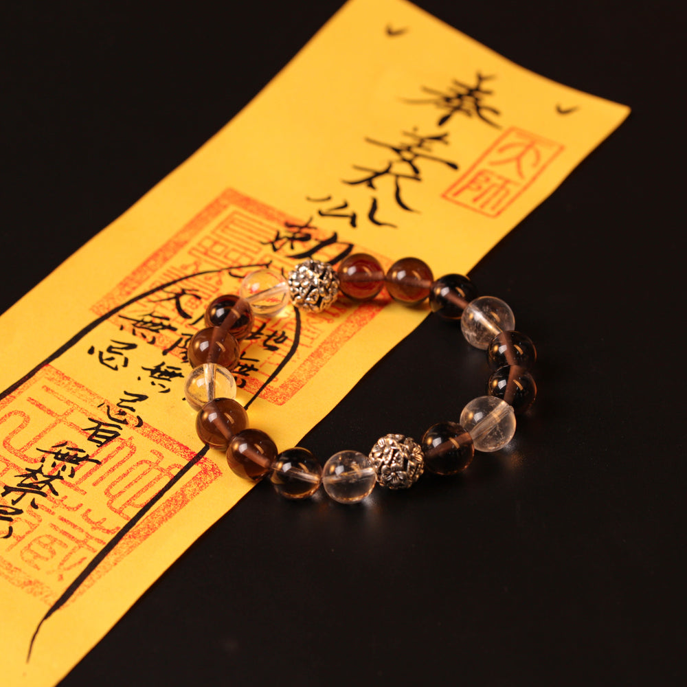 Natural Smoky & Clear Quartz | The Deep Focus Anchor: Grounded Execution | Bracelet