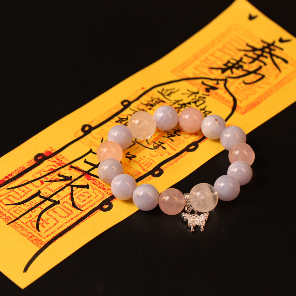 Reset Array – Natural White Phantom & Blue Lace Agate Bracelet