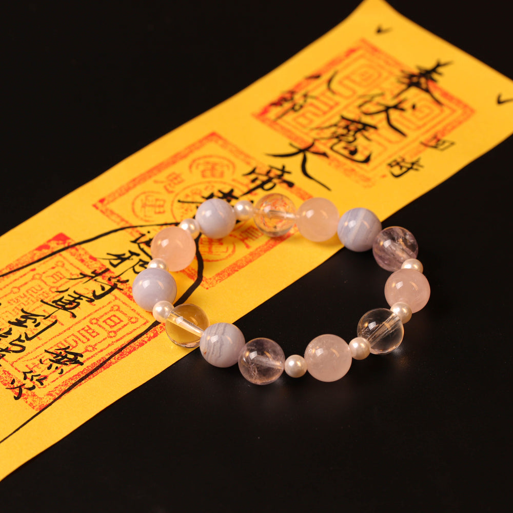 Natural Blue Agate & Rose Quartz | The Ethereal Awakening Anchor | Bracelet