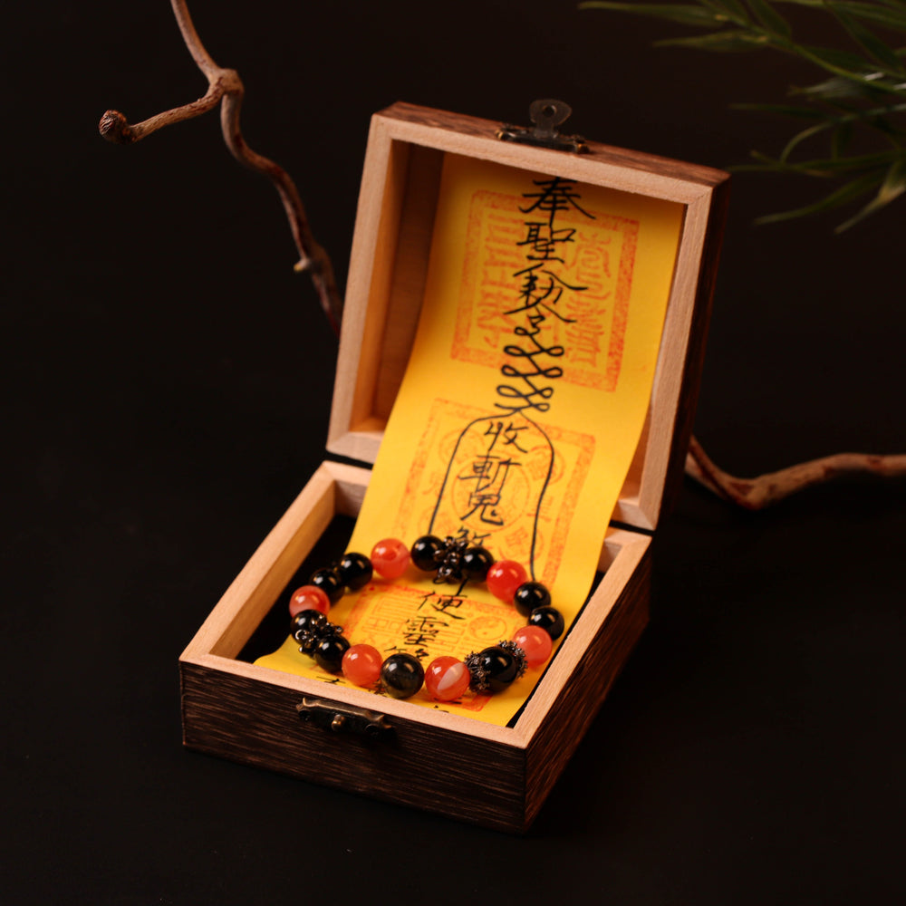 Natural Red Agate, Obsidian & Black Rutilated Quartz | The Executive Execution Anchor | Bracelet