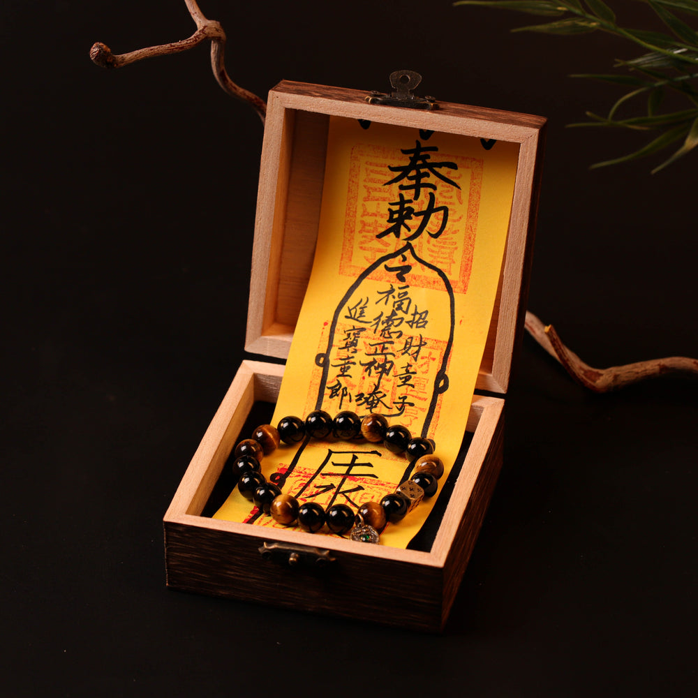 Sovereign Warrior Array – Natural Golden Tiger's Eye & Silver Obsidian Bracelet