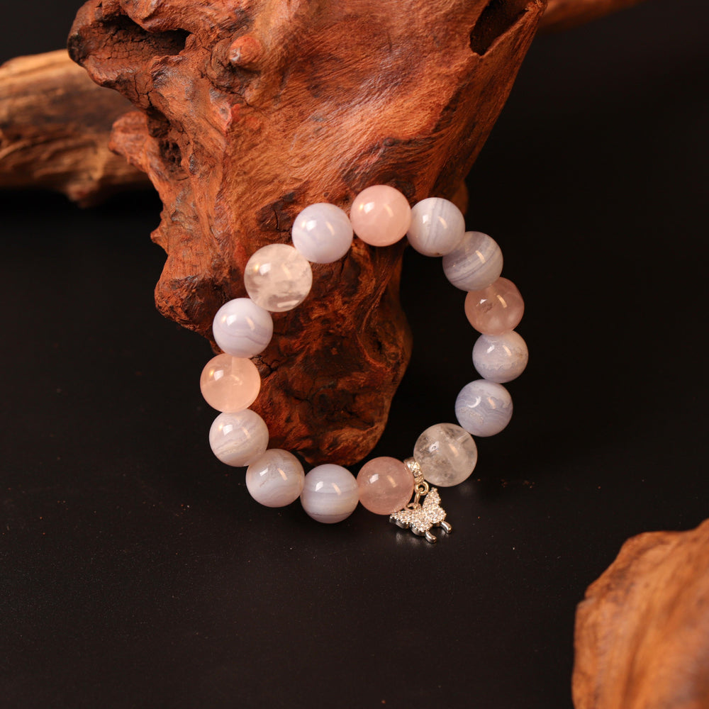 Reset Array – Natural White Phantom & Blue Lace Agate Bracelet