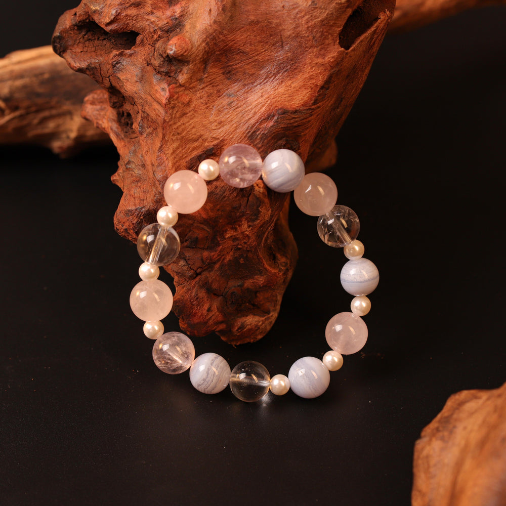 Natural Blue Agate & Rose Quartz | The Ethereal Awakening Anchor | Bracelet