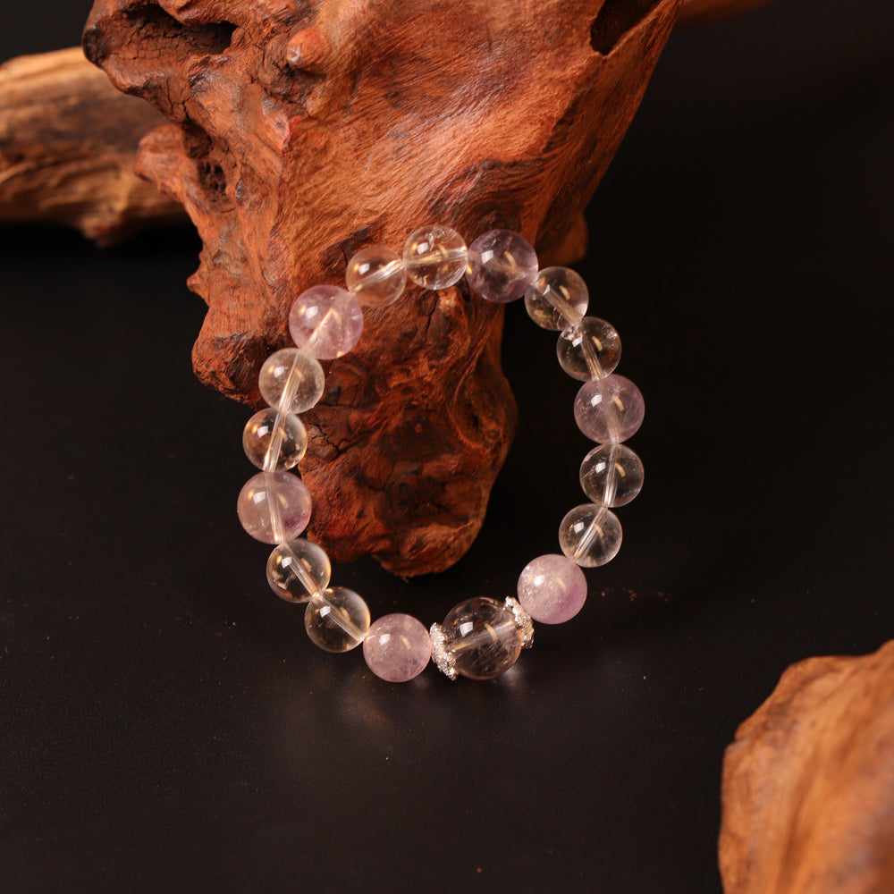 Natural Amethyst Azeztulite & Lavender Amethyst | The Ethereal Clarity Anchor | Bracelet