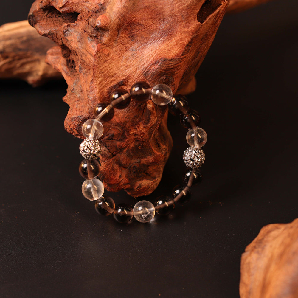 Natural Smoky & Clear Quartz | The Deep Focus Anchor: Grounded Execution | Bracelet