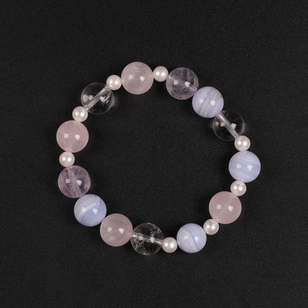 Natural Blue Agate & Rose Quartz | The Ethereal Awakening Anchor | Bracelet