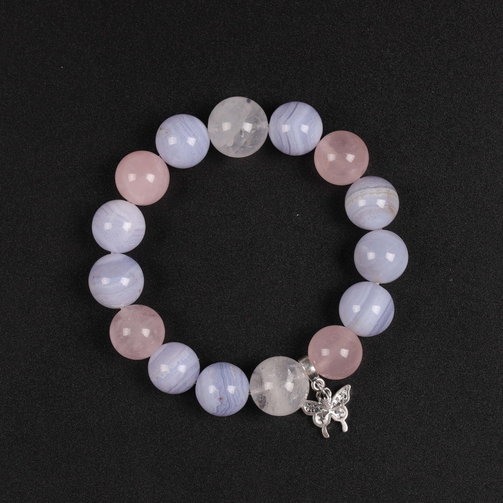 Reset Array – Natural White Phantom & Blue Lace Agate Bracelet
