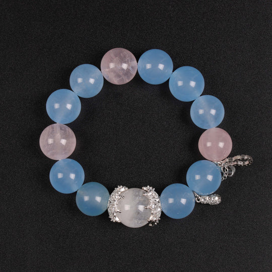 Snowstorm White Phantom & Blue Chalcedony "Sovereign Reset" Bracelet — Clarity & Empowerment
