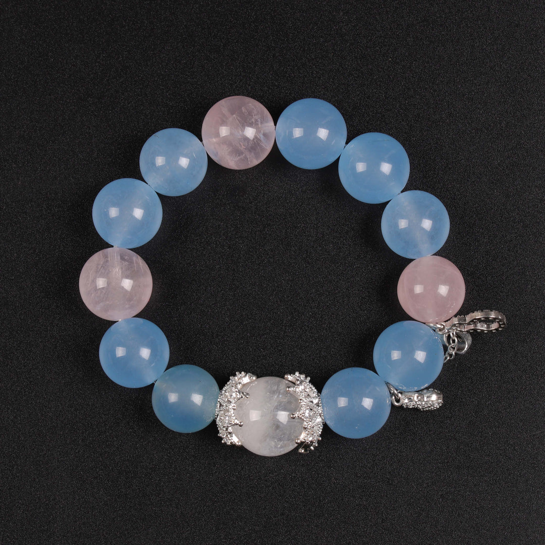 Snowstorm White Phantom & Blue Chalcedony "Sovereign Reset" Bracelet — Clarity & Empowerment