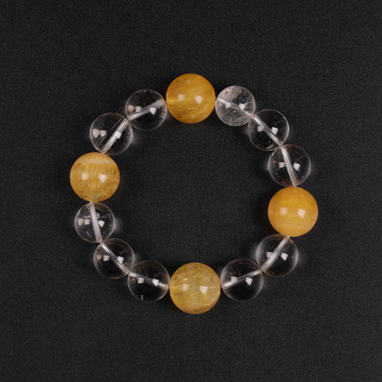 Natural Yellow Fluorite & Clear Quartz | The Abundance Mindset Anchor | Bracelet