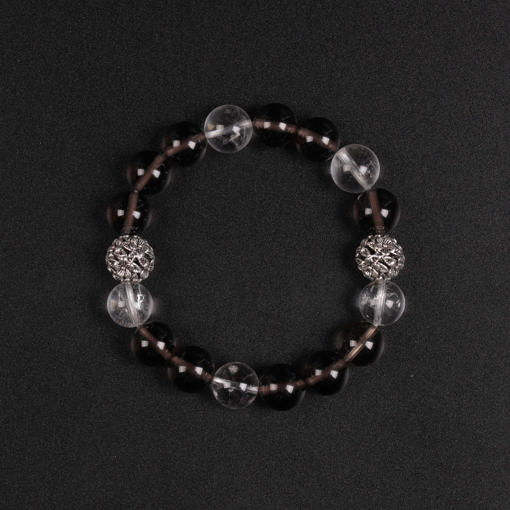 Natural Smoky & Clear Quartz | The Deep Focus Anchor: Grounded Execution | Bracelet