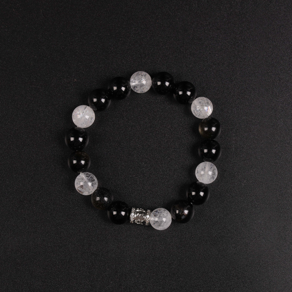 Natural Triple Obsidian & White Phantom | Omni-Shield Bracelet | Bracelet
