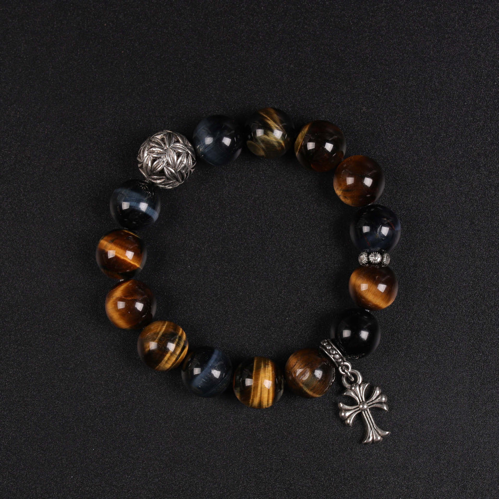 Natural Tricolor Tiger's Eye & Silver Obsidian | The Sovereign Drive Anchor | Bracelet
