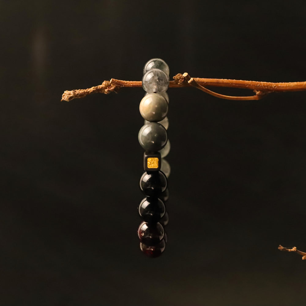 Scarlet Flame & Obsidian Berry · Vitality & Charm Boost Blessed Energy Bracelet