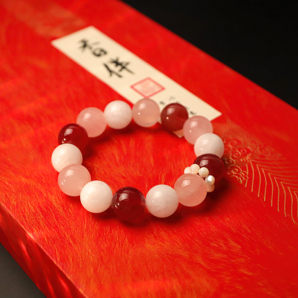 Blessed Strawberry-Rose-White Phantom Bracelet – Love Attraction & Heart Glow