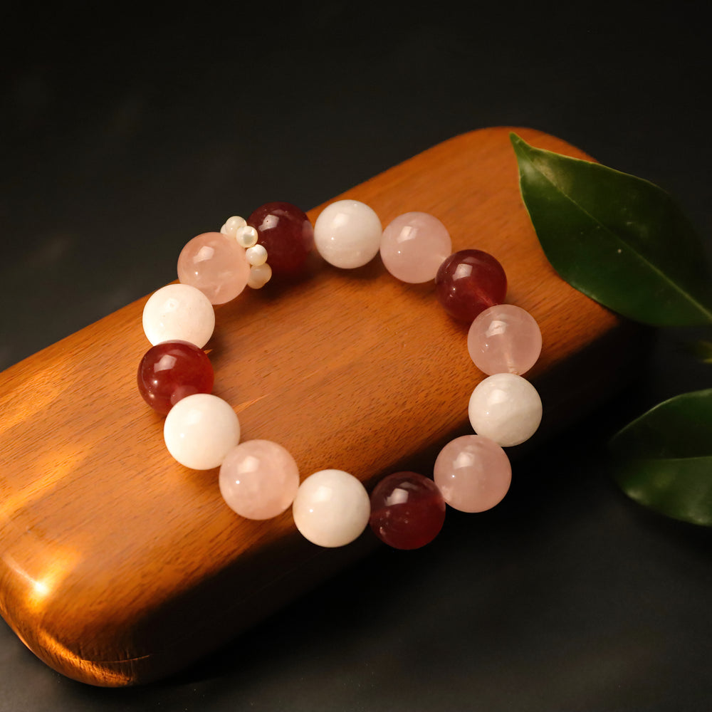Blessed Strawberry-Rose-White Phantom Bracelet – Love Attraction & Heart Glow