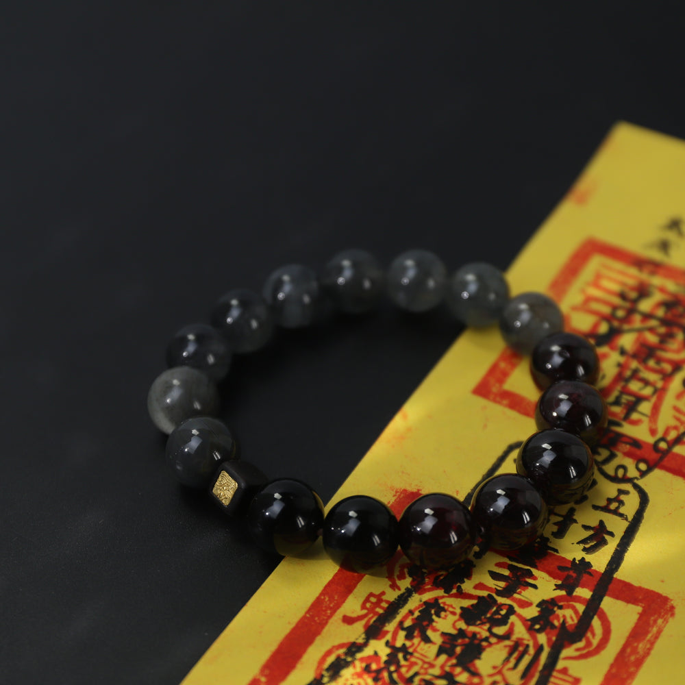 Scarlet Flame & Obsidian Berry · Vitality & Charm Boost Blessed Energy Bracelet