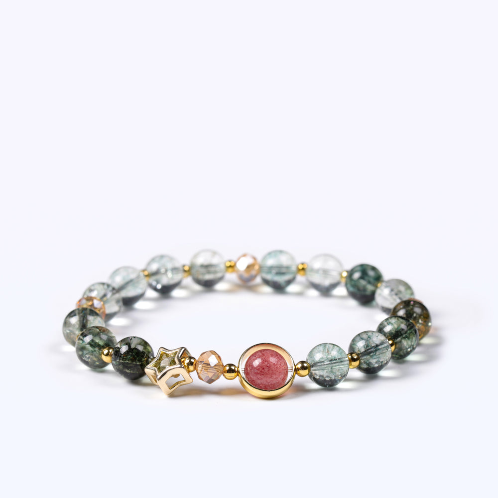Expansion Anchor Array – Natural Green Phantom & Strawberry Quartz Bracelet