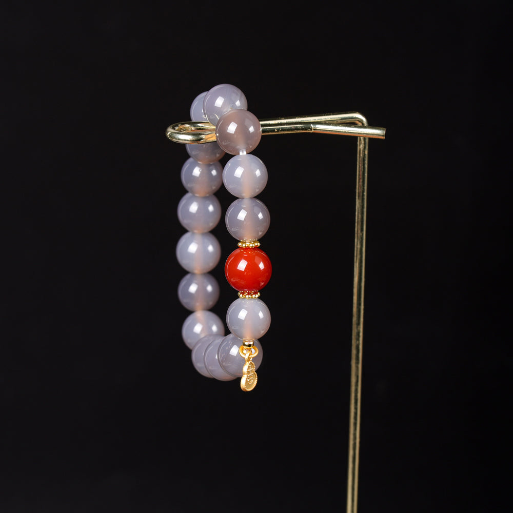 Natural Agate & Golden Wu Lou | The Vitality & Balance Anchor | Bracelet