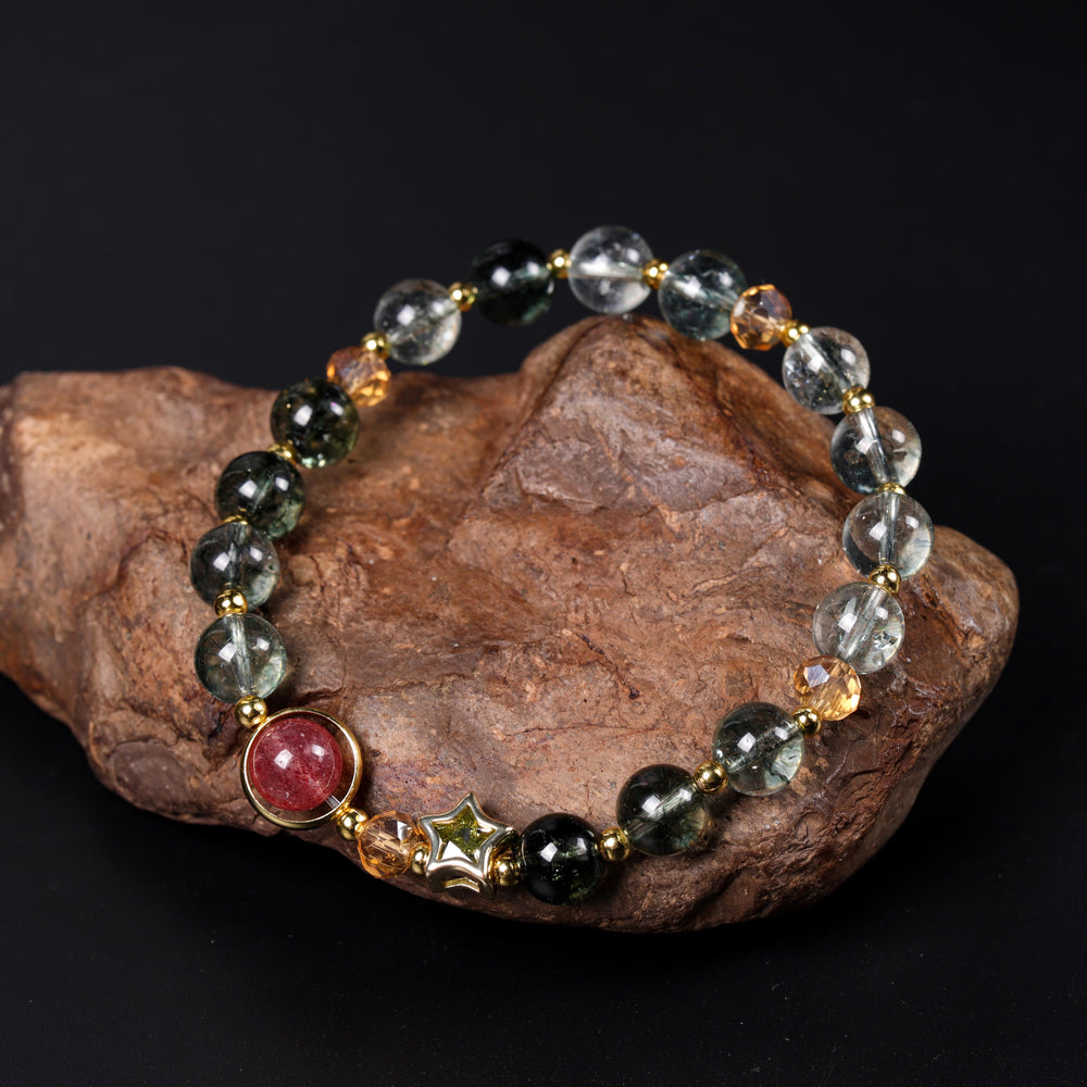 Expansion Anchor Array – Natural Green Phantom & Strawberry Quartz Bracelet