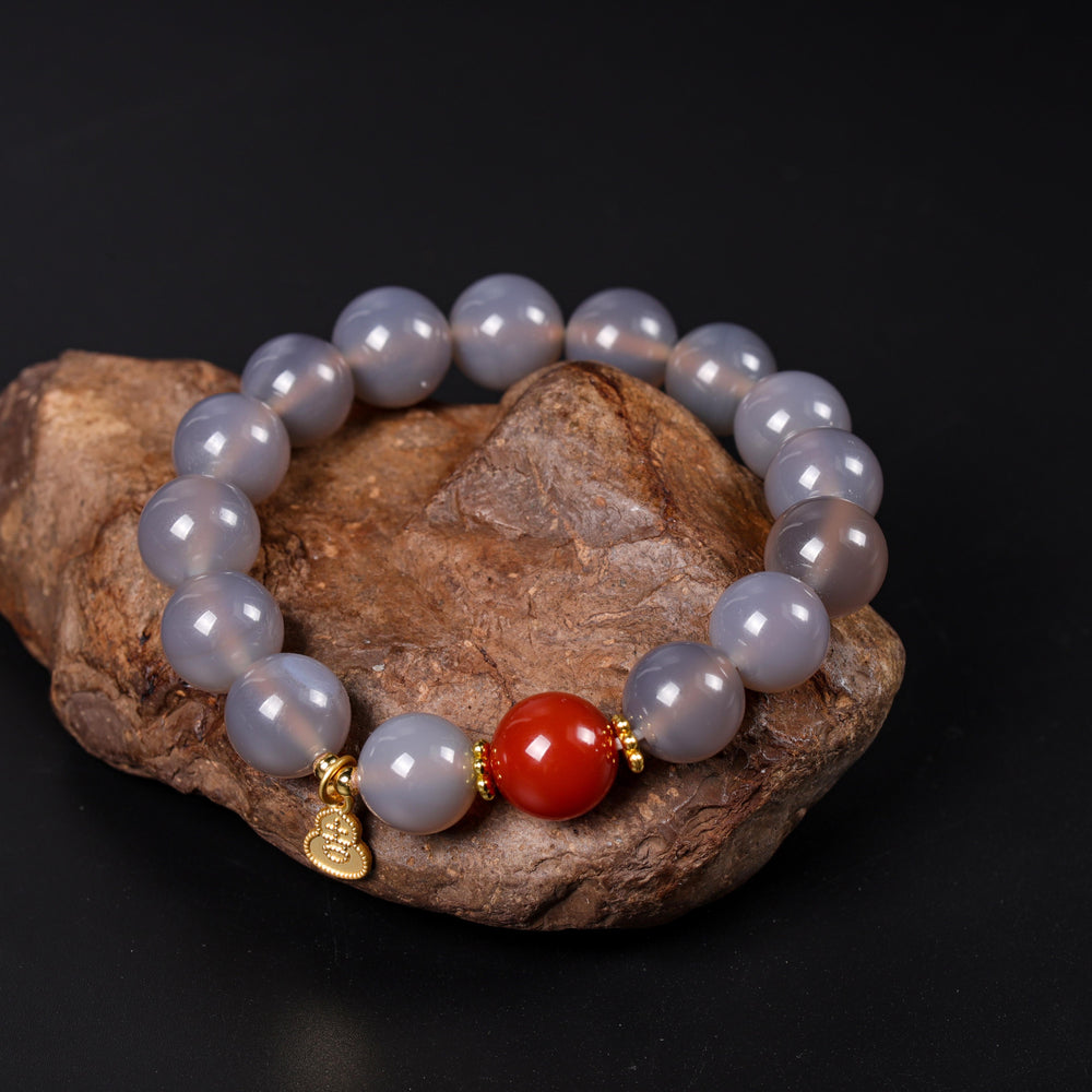 Natural Agate & Golden Wu Lou | The Vitality & Balance Anchor | Bracelet