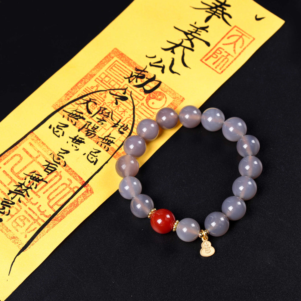 Natural Agate & Golden Wu Lou | The Vitality & Balance Anchor | Bracelet