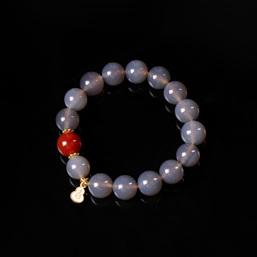 Natural Agate & Golden Wu Lou | The Vitality & Balance Anchor | Bracelet